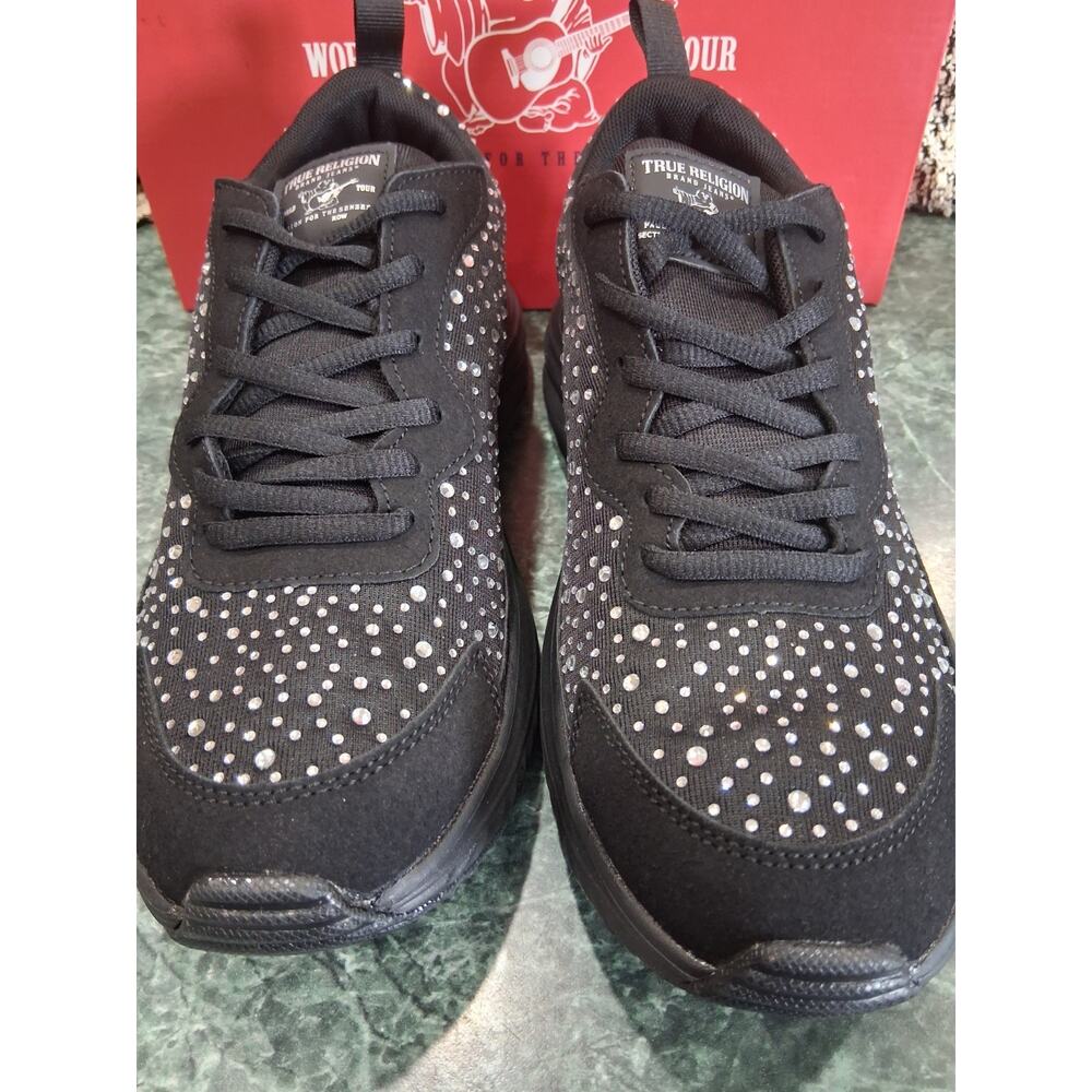 TRUE RELIGION NEW KATIE Black Bling Sparkle Women's Walking Sneaker Size 10 $79 - Picture 2 of 10